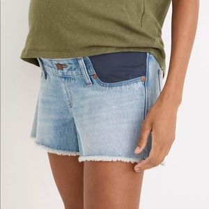 Madewell Maternity Relaxed Denim Side Panel Raw Hem Shorts